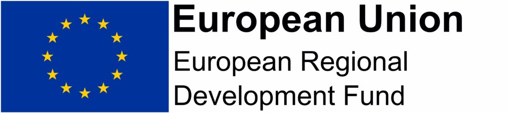 European Union flag with text: European Union, European Regional Development Fund.